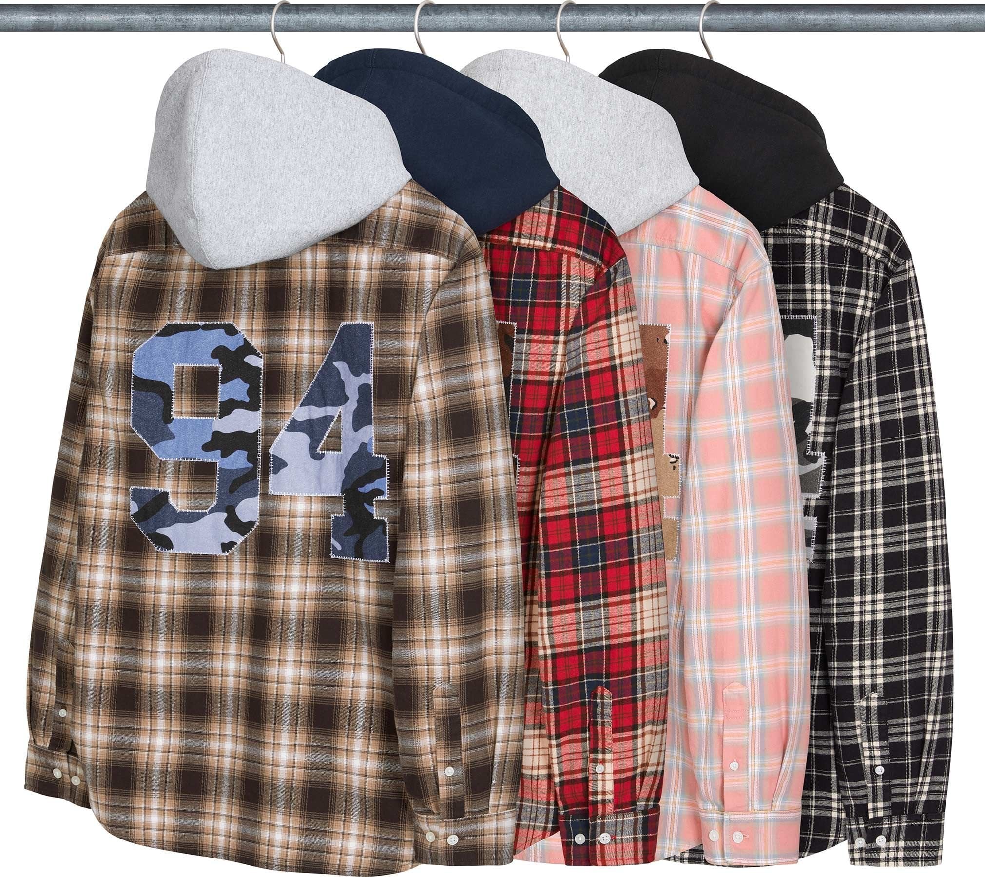 Appliqué Hooded Flannel Shirt